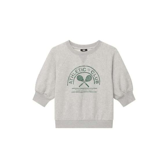 Paige Queenie Graphic Athletic Club Heather Grey Cropped Sweatshirt Sz S - Picture 1 of 6